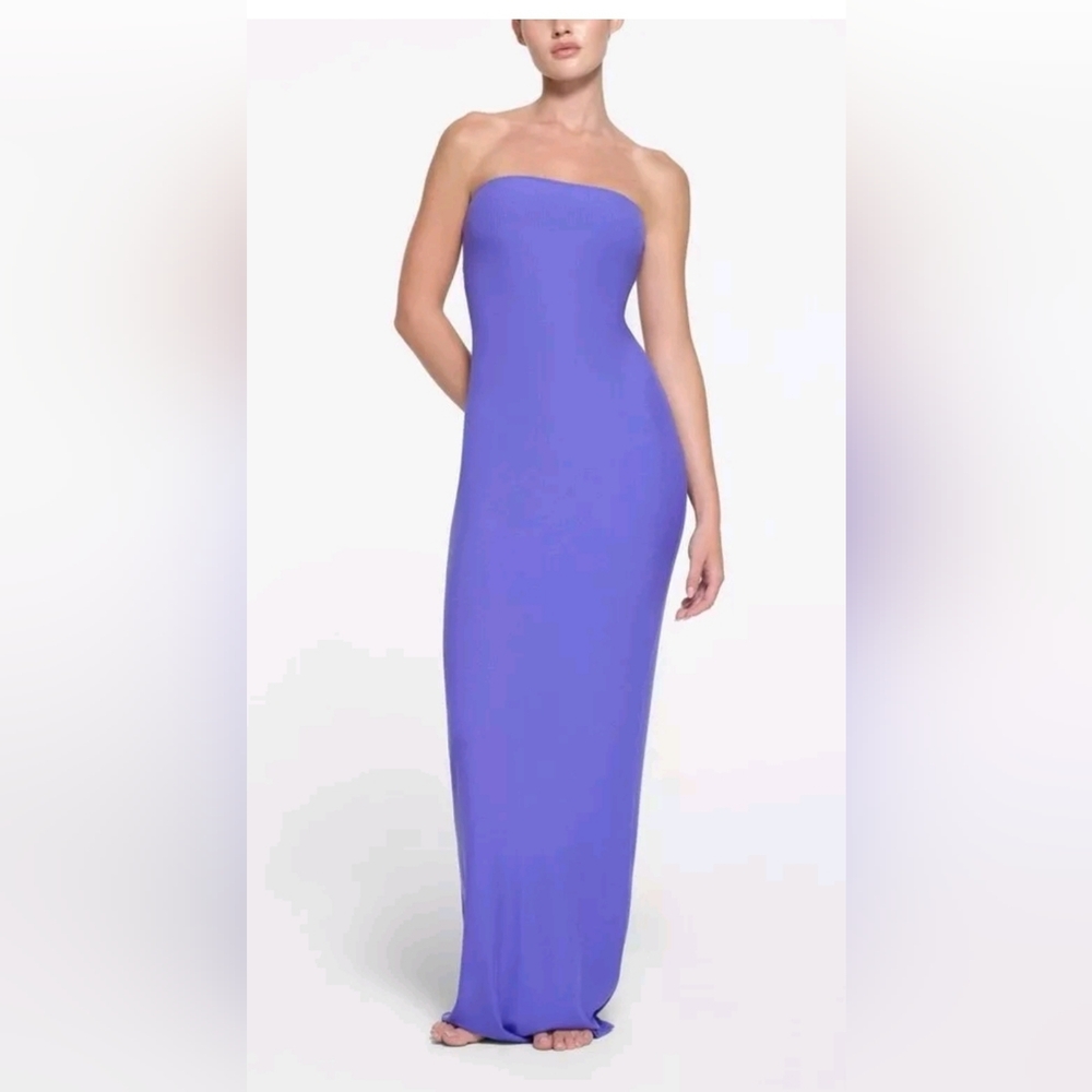 SKIMS Soft Lounge Tube Dress Ribbed Sleeveless Tanzanite Size XL Chic NWT RARE!